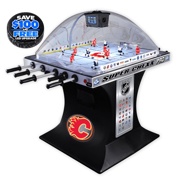 Calgary Flames NHL Super Chexx Pro Bubble Hockey Arcade Super Chexx