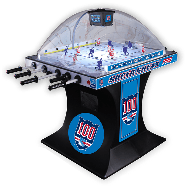 100 Year Anniversary New York Rangers NHL Super Chexx Pro Bubble Hockey Arcade Super Chexx
