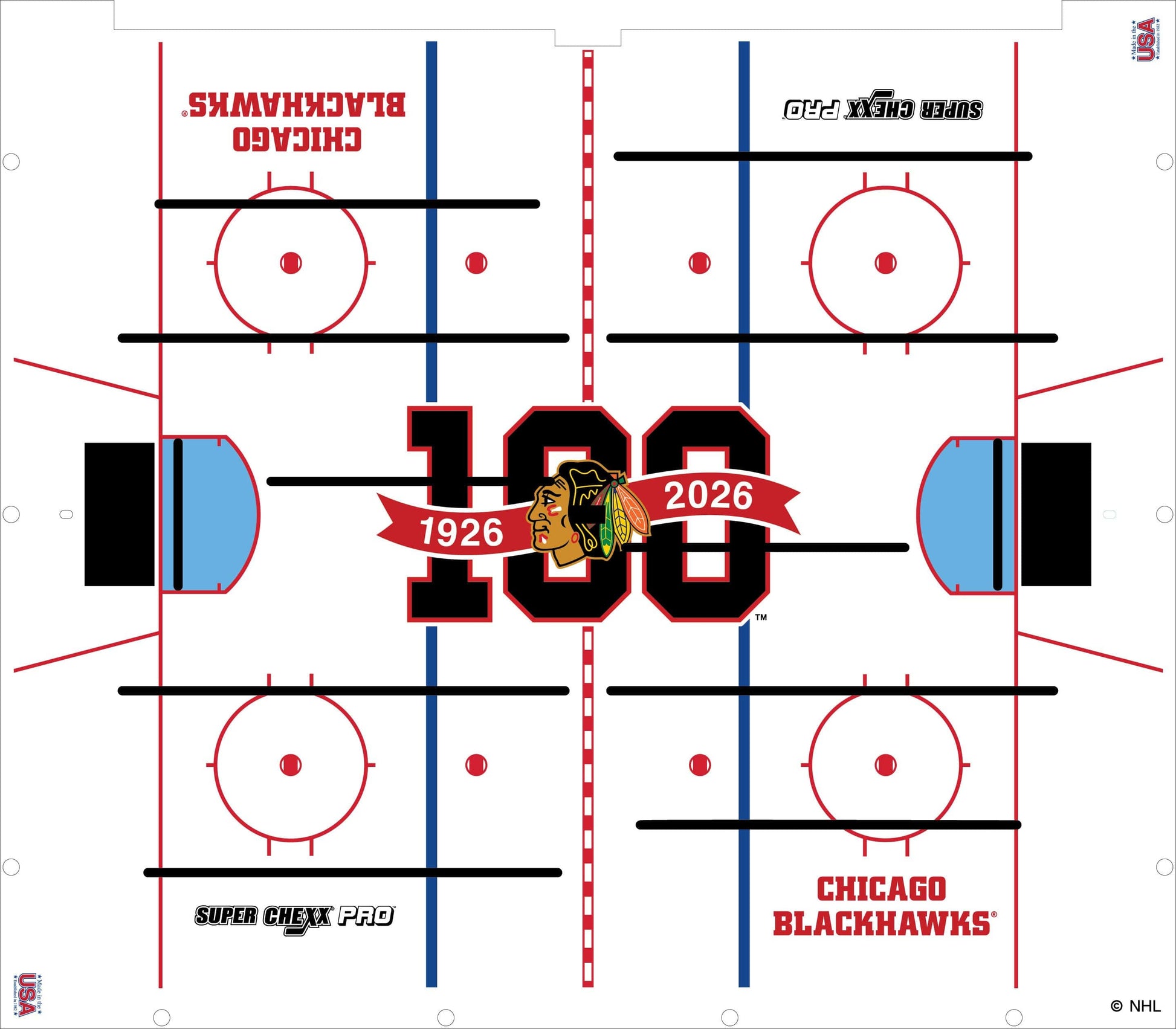 100-year anniversary NHL Chicago Blackhawks Super Chexx Pro Bubble Hockey Arcade Innovative Concepts in Entertainment