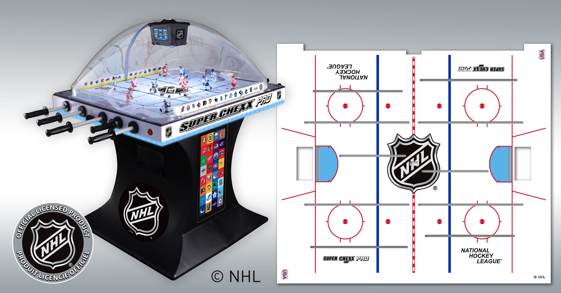NHL Shield Super Chexx Pro Bubble Hockey Arcade Super Chexx