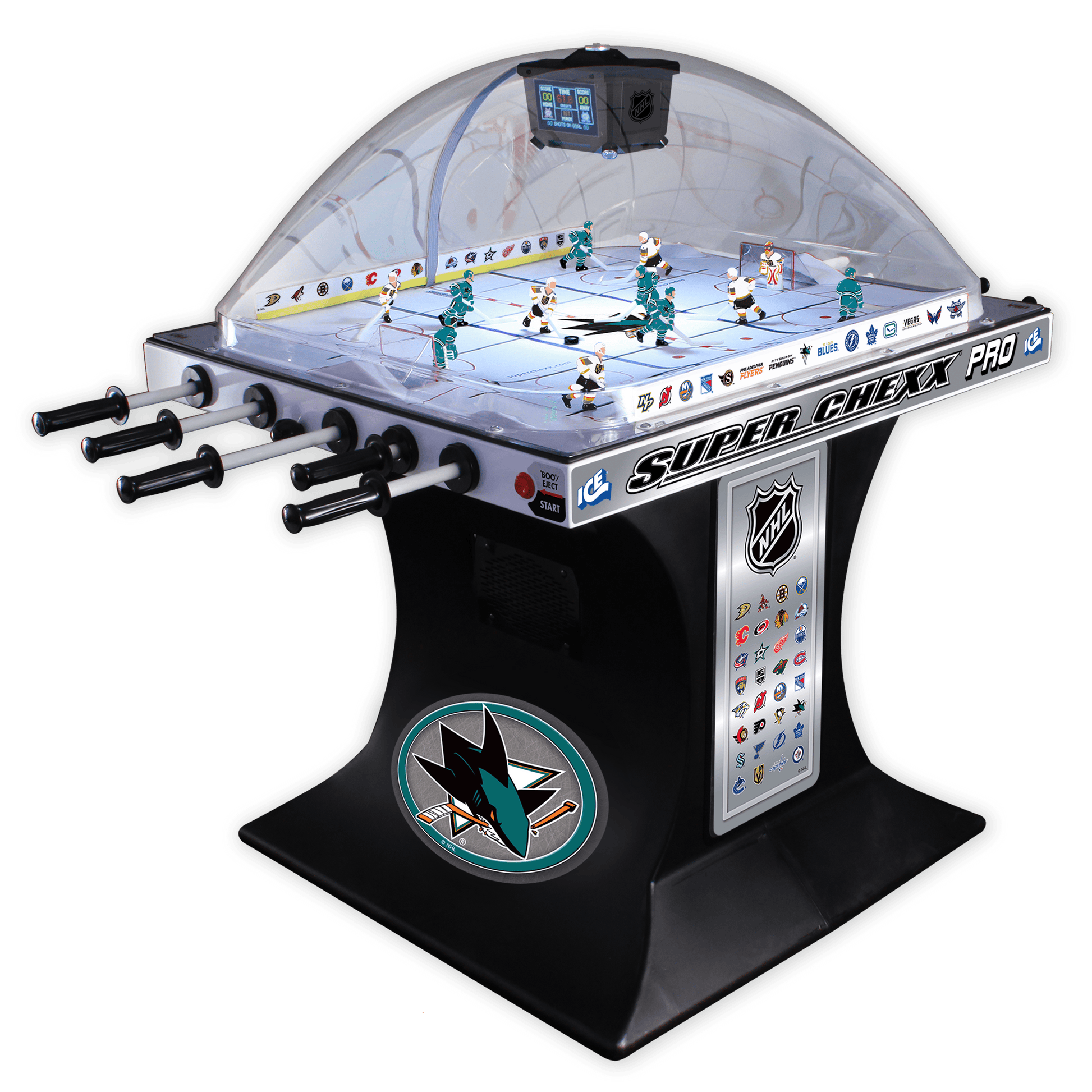 San Jose Sharks NHL Super Chexx Pro Bubble Hockey Arcade Innovative Concepts in Entertainment   