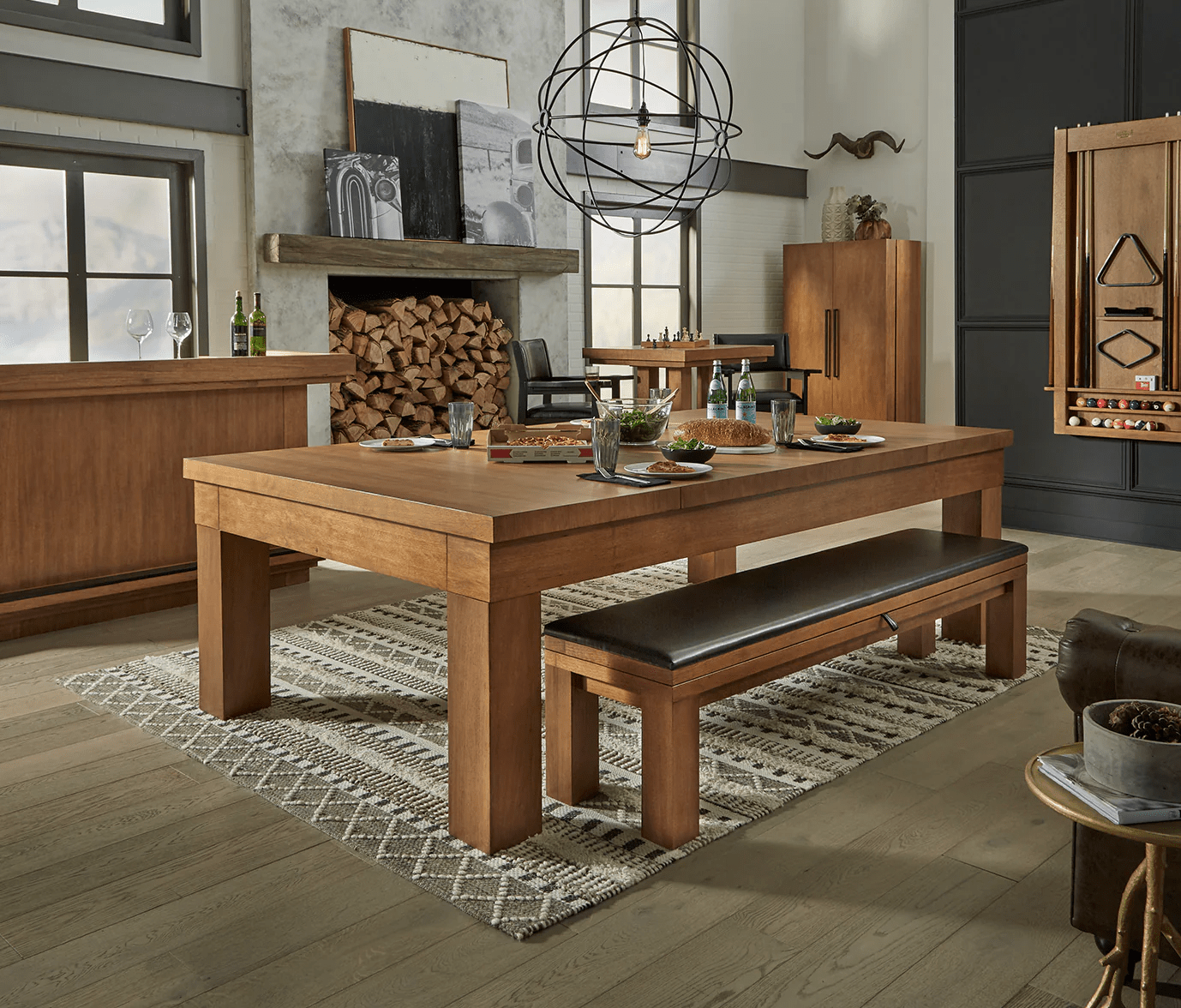 Alta Dining Conversion Top (Brushed Walnut) Pool Bundle Home Arcade Games