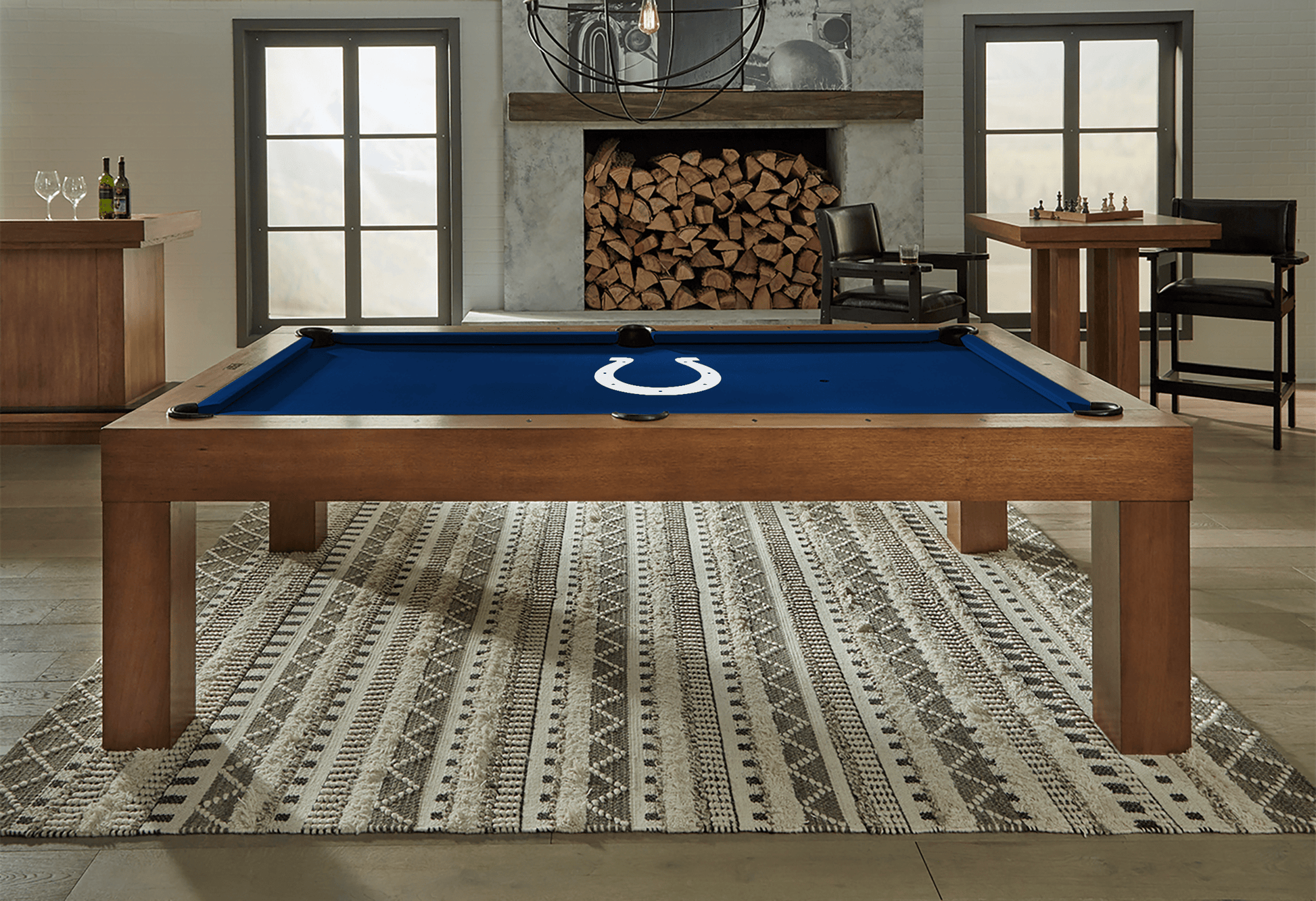 Indianapolis Colts Premium Pool Table Bundle - Charcoal Pool Bundle Home Arcade Games   