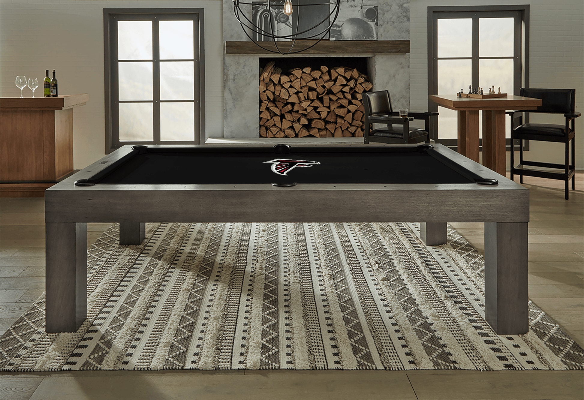 Atlanta Falcons Premium Pool Table Bundle - Charcoal Pool Bundle Home Arcade Games   