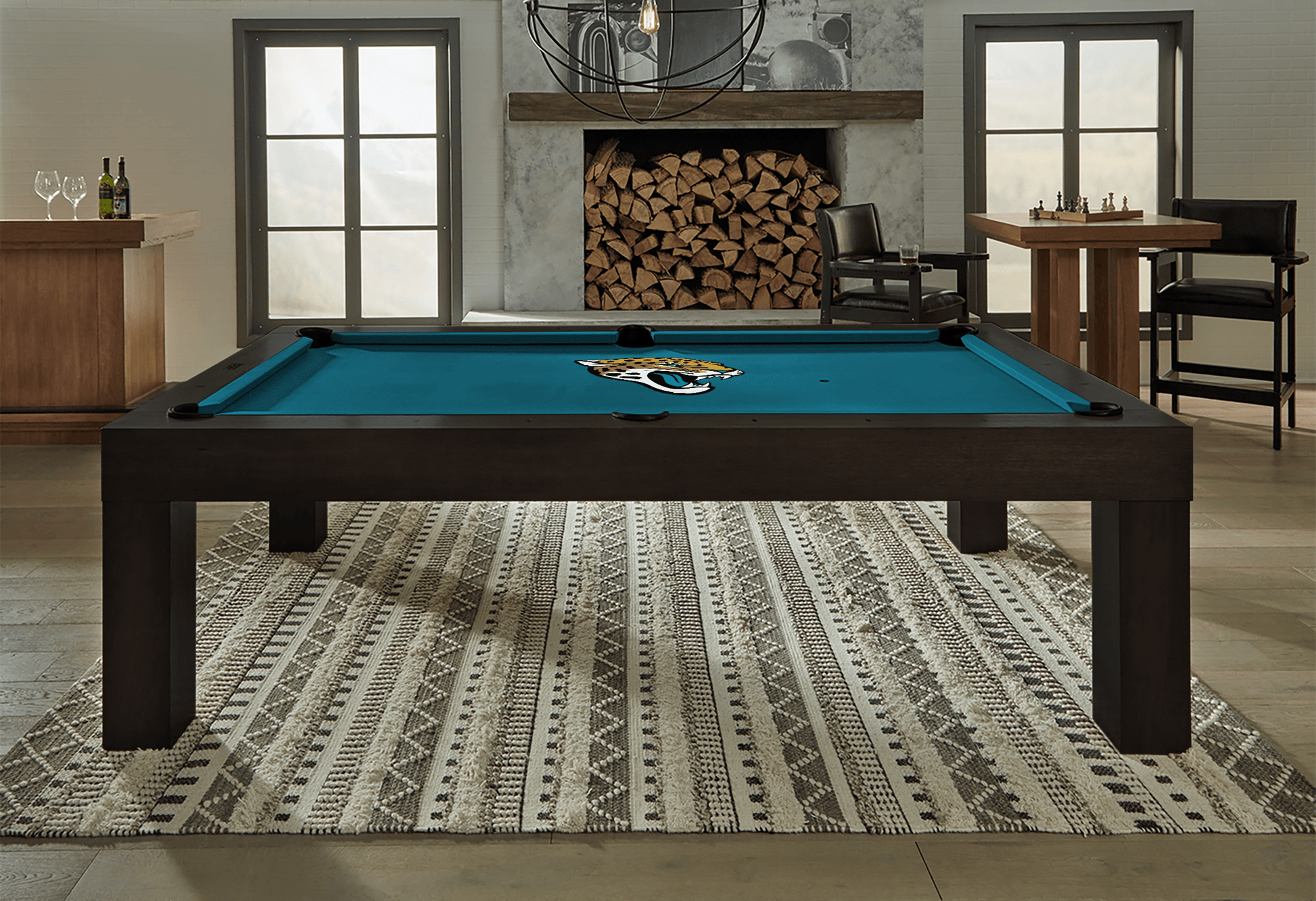 Jacksonville Jaguars Premium Pool Table Bundle - Black Ash Pool Bundle Home Arcade Games   