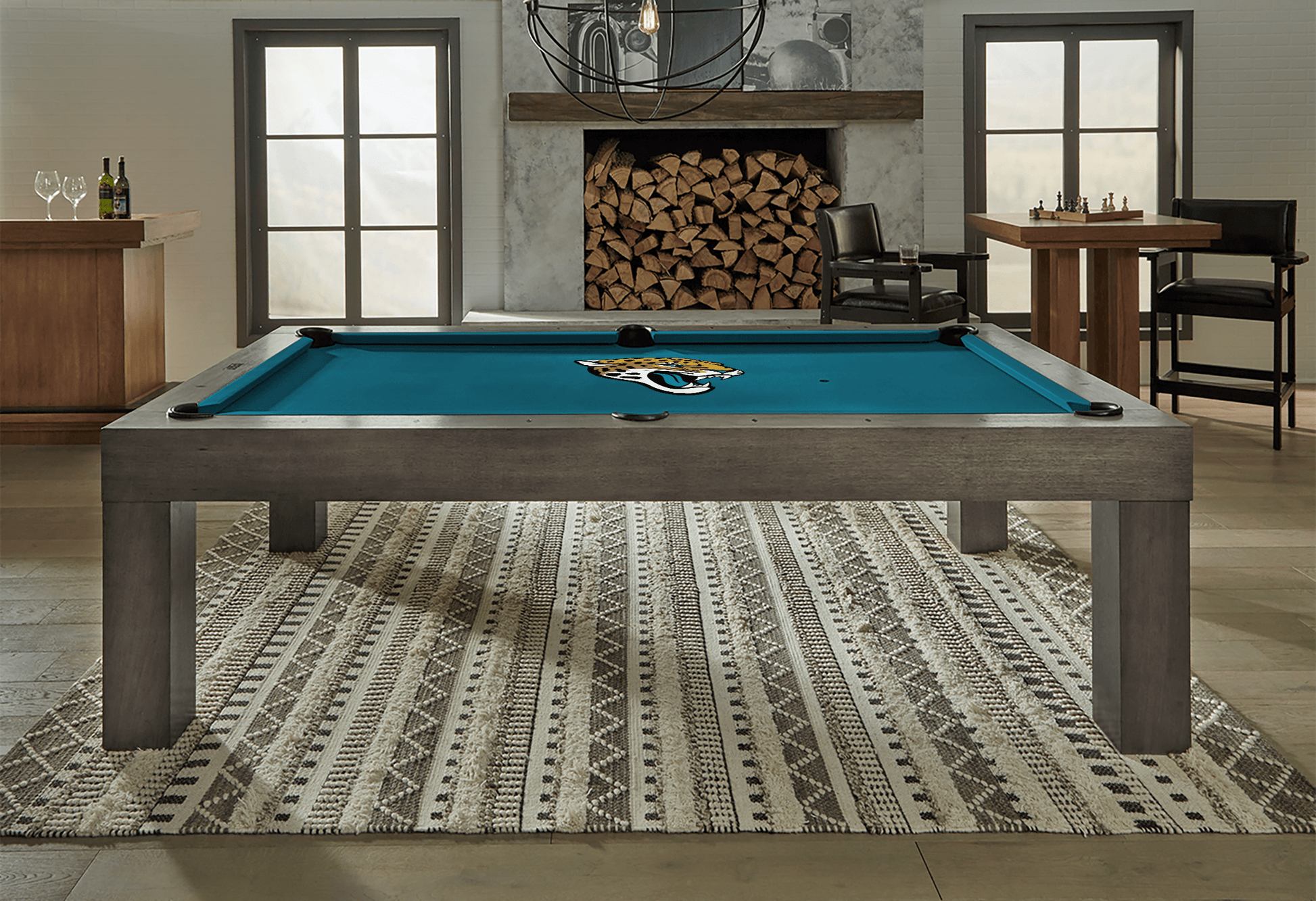 Jacksonville Jaguars Premium Pool Table Bundle - Charcoal Pool Bundle Home Arcade Games   