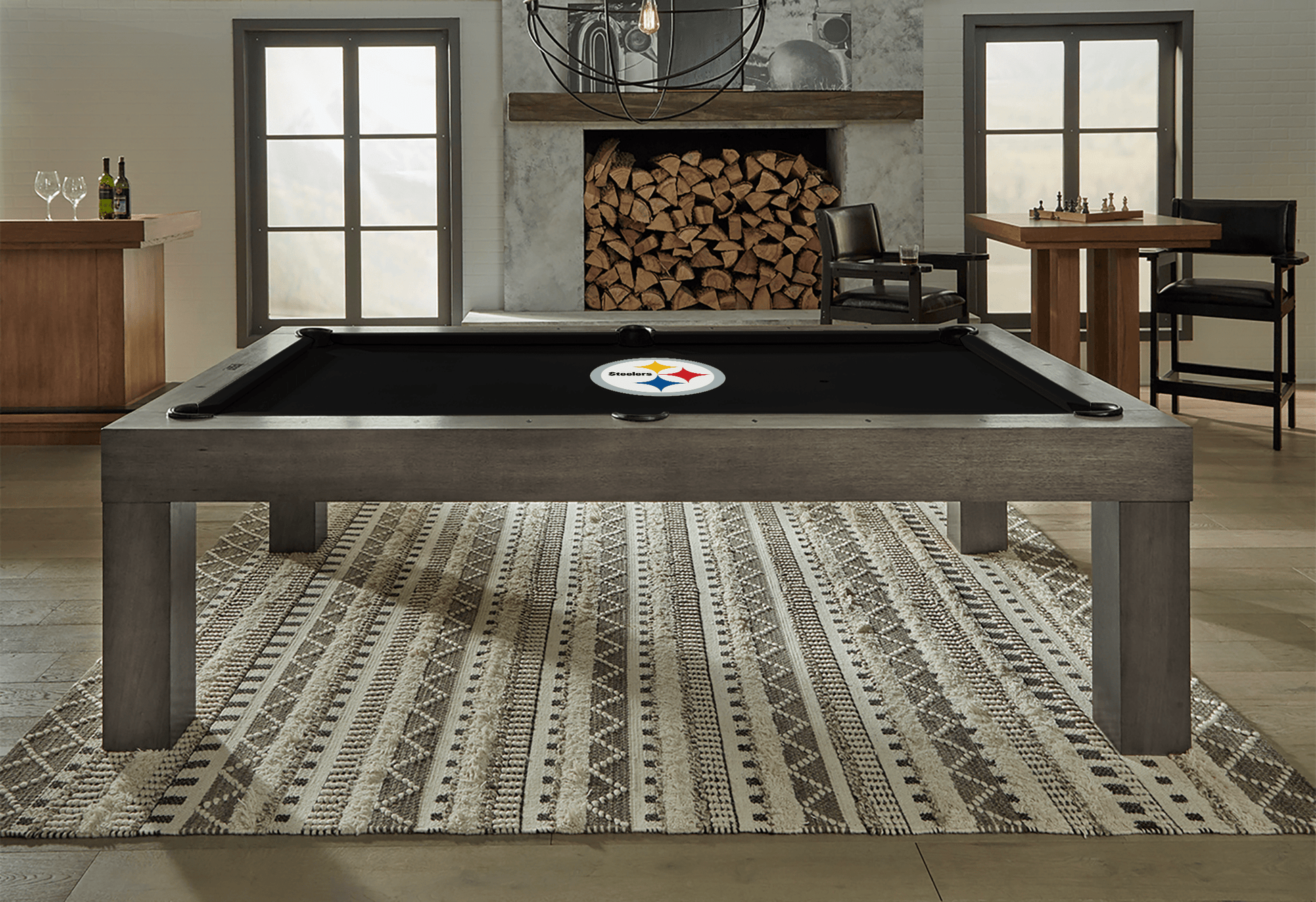 Pittsburgh Steelers Premium Pool Table Bundle - Charcoal Pool Bundle Home Arcade Games   