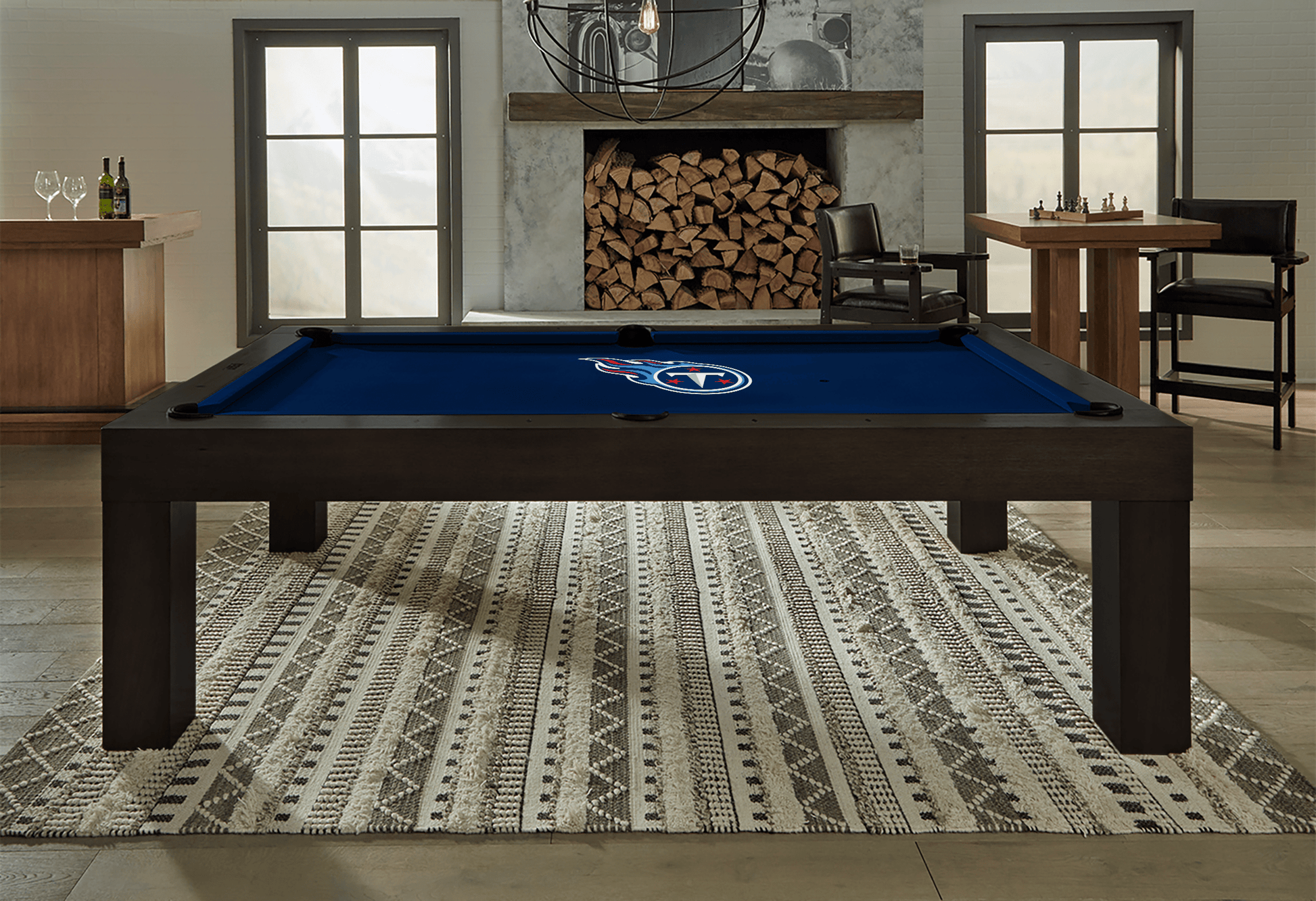 Tennessee Titans Premium Pool Table Bundle - Black Ash Pool Bundle Home Arcade Games   
