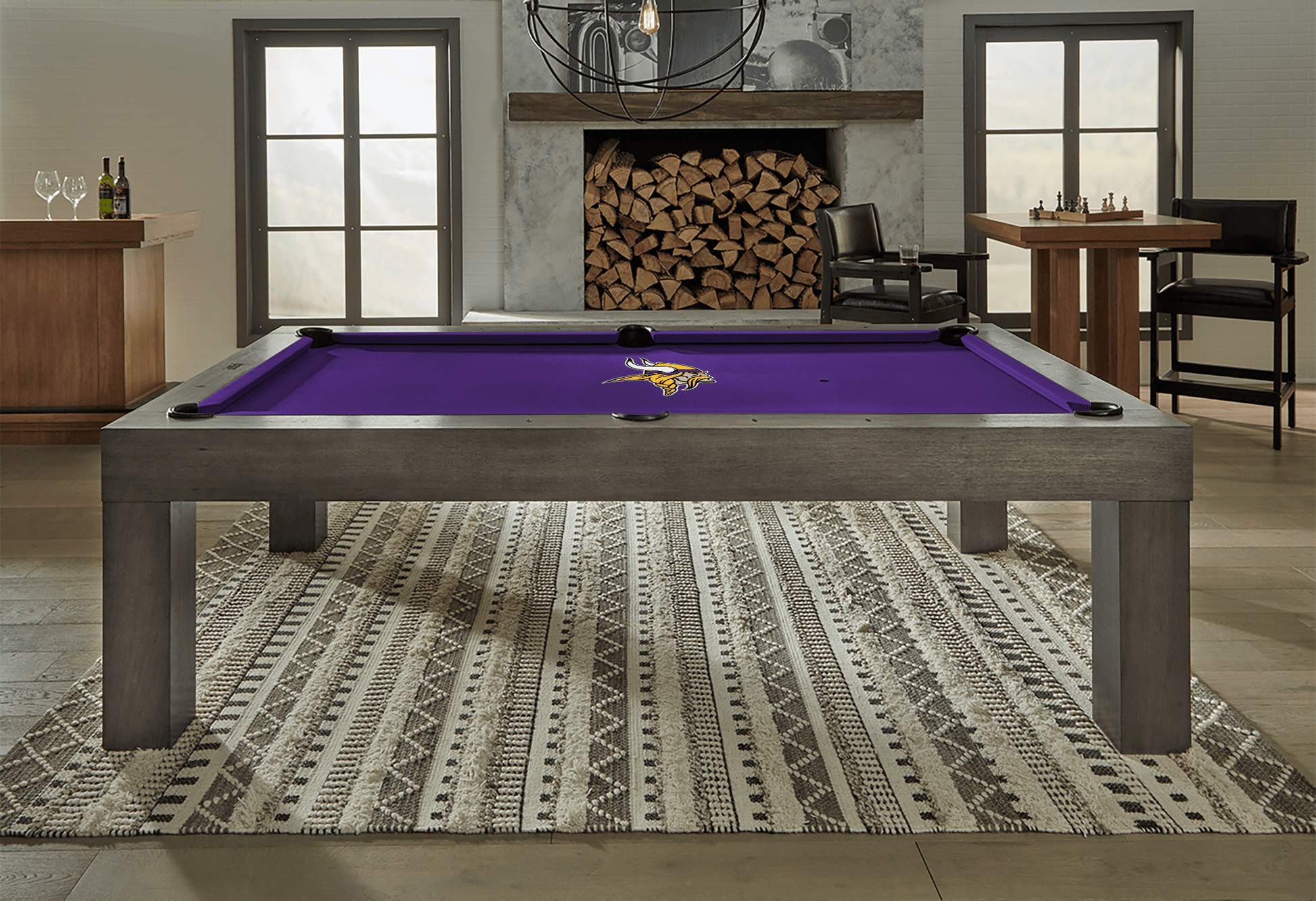 Minnesota Vikings Premium Pool Table Bundle - Charcoal Pool Bundle Home Arcade Games   